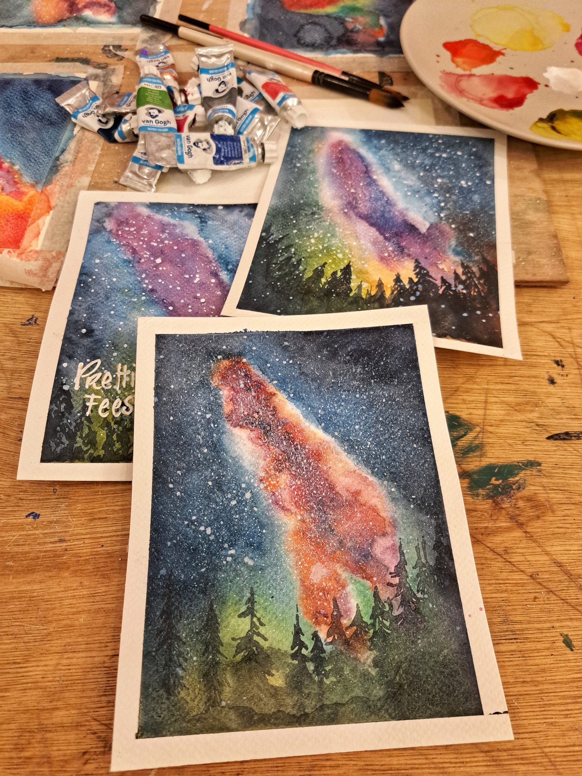 Aquarel workshop Noorderlicht: Dansende kleuren in de nacht